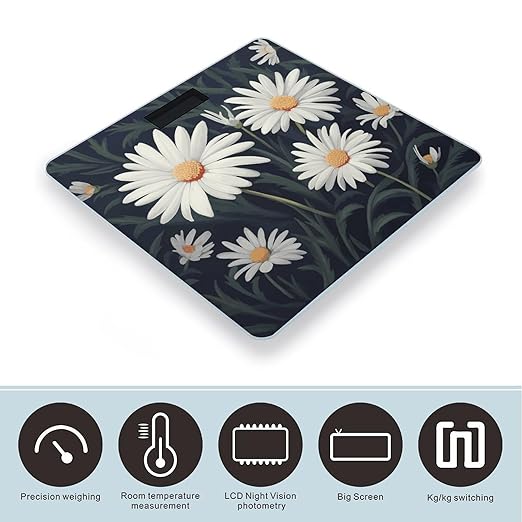 Daisy Scale for Body Weight Precision Bathroom Weighing Scales with Back Lit LCD Display Sturdy Tempered Glass Body Weight Scales Digital Bathroom Scale 400lb