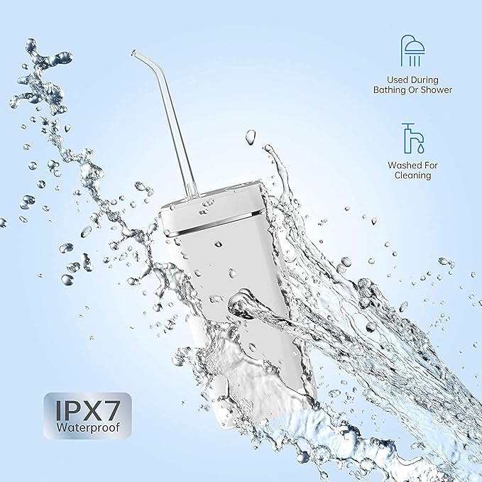 Water Flosser Cordless Dental Oral Irrigator Portable and Rechargeable IPX7 Waterproof 3 Modes Water Flosser with Cleanable Water Tank for Home and Travel Braces &amp Bridges Care