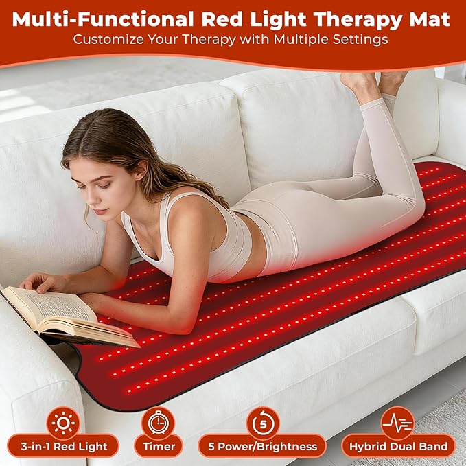 Professional Grade Red Light Therapy Mat 60x24 Large Red Light Pad for Body 660nm &amp 850nm Red Light Portable Home Therapy Device for Men Women Elderly Gifts for Lover Friends Family
