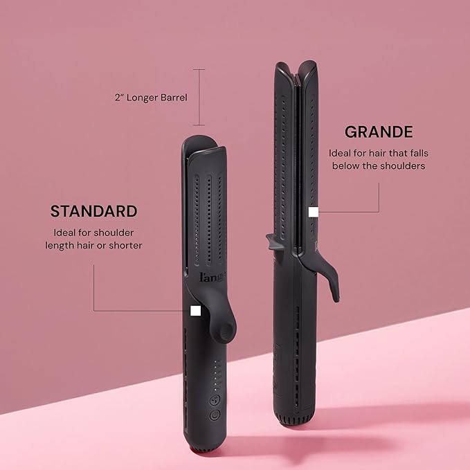 L'ANGE HAIR Le Duo Standard 360° Airflow 2 in 1 Straightener and Curler | 1 Inch Curling Wand &amp Titanium Flat Iron with 3.5 Plates | Hair Straightener &amp Curler for Short to Medium Hair (Black