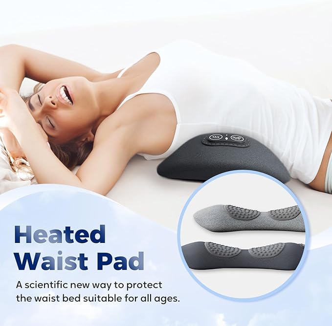 3-in-1 Electric Lumbar Support Pillow 2026 New Triple Fusion Back Massager for Lower Back Back Massager with Vibration and Traction for for Bed Chair Home Office Use (Dark Gray)