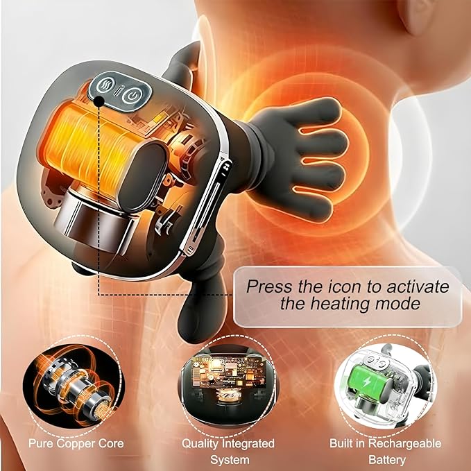 Neck Massager Electric Neck and Back Massager with Heat Simulated Human Hand Design Shoulder Neck Massage for Pain Relief and deep Tissue Shiatsu Massage 4D Kneading Gifts for Men Women