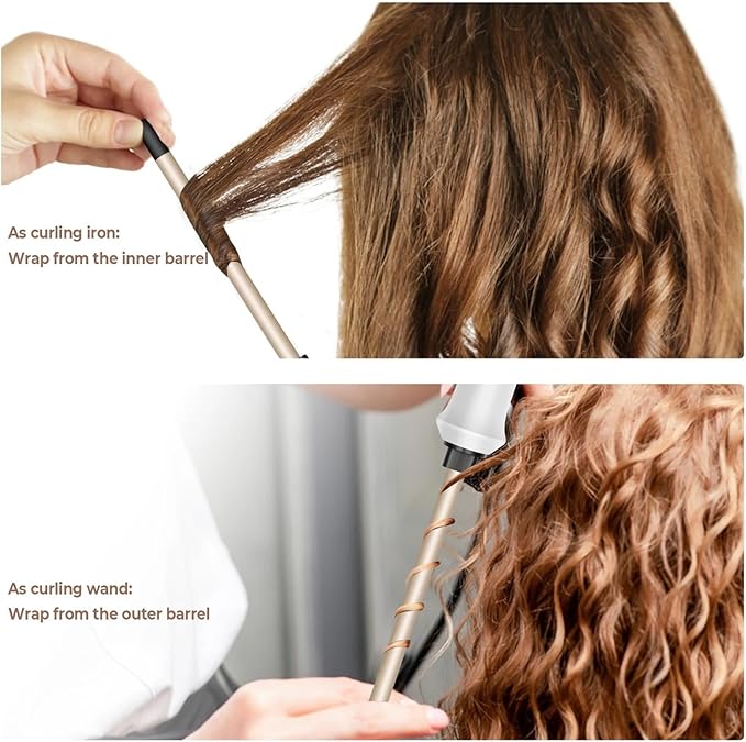 Professional 9mm Hair Curling Iron - Ceramic Electric Curler Wand for Salon-Quality Curls(Golden Gray 9MMAU)