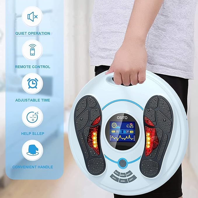 OSITO Foot Circulation Stimulator-FSA HSA Approved Foot Circulation Promoter Device Pulse EMS &amp TENS Foot Nerve Stimulation Massager- Boost Circulation Relief of Neuropathy Pain and Body Pains