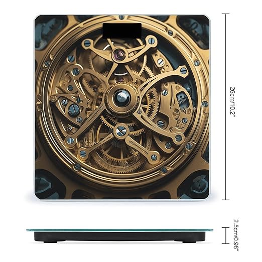 Cool Steampunk Gears Bathroom Scale for Body Weight LCD Display Digital Bathroom Scale Tempered Glass Bathroom Weight Scales Fashion Smart Scales for Home Bedroom 400 Lb