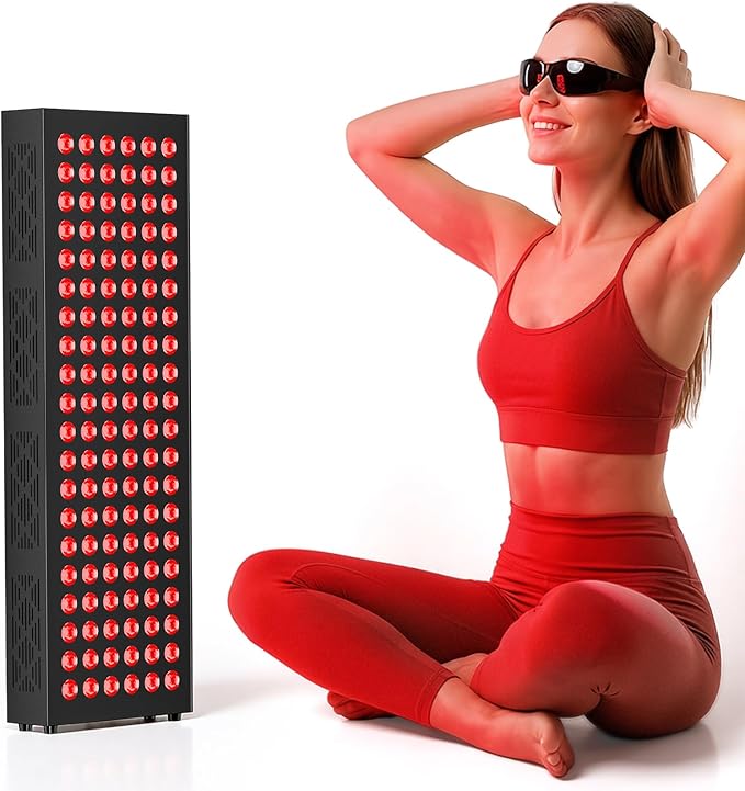 Red Light Therapy Box 5in1 LED with 630-660-810-830-850 Metal Case 3 Modes Red Light Panel with Soft Belt 6 Timing Set - 9 Pulse Modes - 4-Level - Red Light Therapy Panel for Body