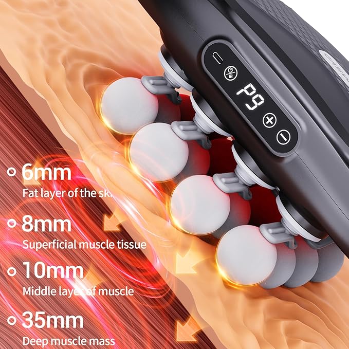 16-Head Massage Gun Electric Deep Tissue Body Massager Professional Muscle Massager Tool for Easing Shoulder Back Neck Legs Tension 9 Modes / 99 Speeds Massage Gifts for Women Men