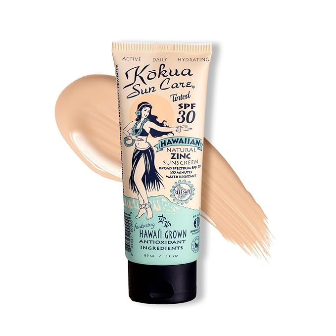 Kokua Sun Care Hawaiian Reef Safe SPF 30 | Zinc Oxide | Tinted Mineral for Face &amp Body | Sun Protection | Water Resistant | Chemical Free | Natural Ingredients