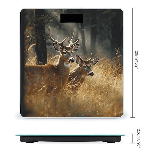 Nature Wild Animal DeersScale for Body Weight with LCD High Precision Weighing Scales Fashion Sturdy Tempered Glass Weight Scales Easy-to-Read Digital Bathroom Scale for Daily 400lb