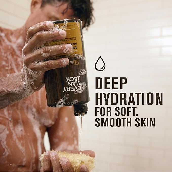 Every Man Jack Eucalyptus Mint Hydrating Mens Body Wash for All Skin Types - Cleanse Nourish and Hydrate Skin with Naturally Derived Ingredients - Paraben Free Phthalate Free Dye Free - 33.8oz