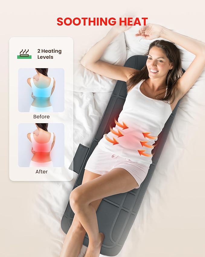 Massage Mat Full Body Massage Chair Pad Back Massager for Chair 5 Vibration Modes &amp 2 Heating Levels