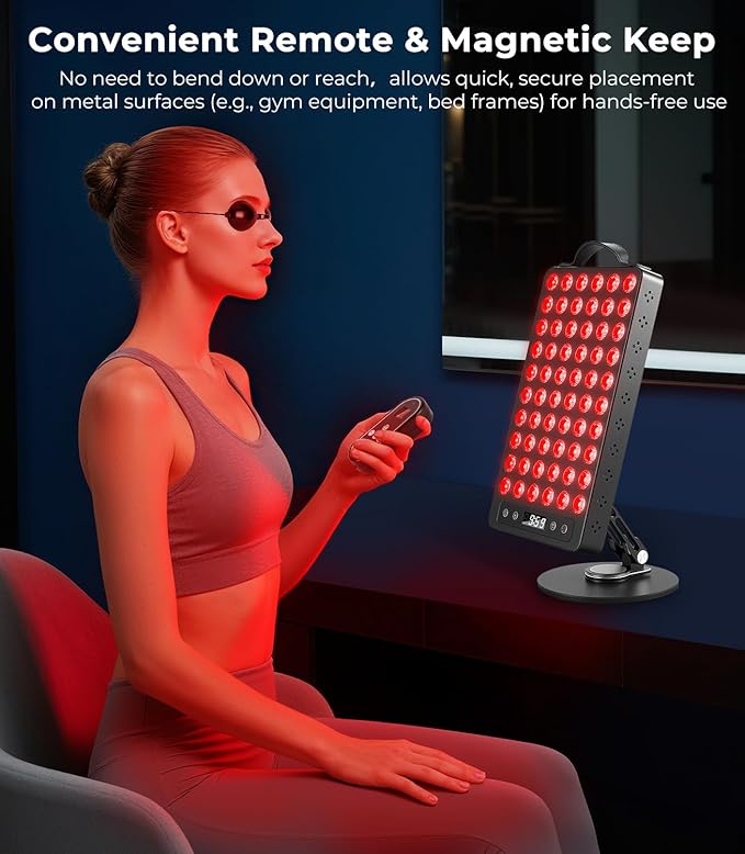 Red Light Therapy for Body &amp Face 60 LEDs with Timer 660nm &amp 850nm Near Infrared Therapy Device for Skin Health Energy &amp Recovery Multi Effects High Power Panel with Magnetic Remote &