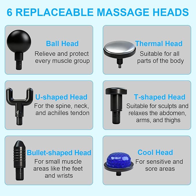 Massage Gun with Heat and ColdDeep Tissue Back Massager Neck Massager for Pain ReliefMuscle Percussion Massage GunHandheld Message Gun with 6 Heads&ampSilentGifts for Men Women Dad