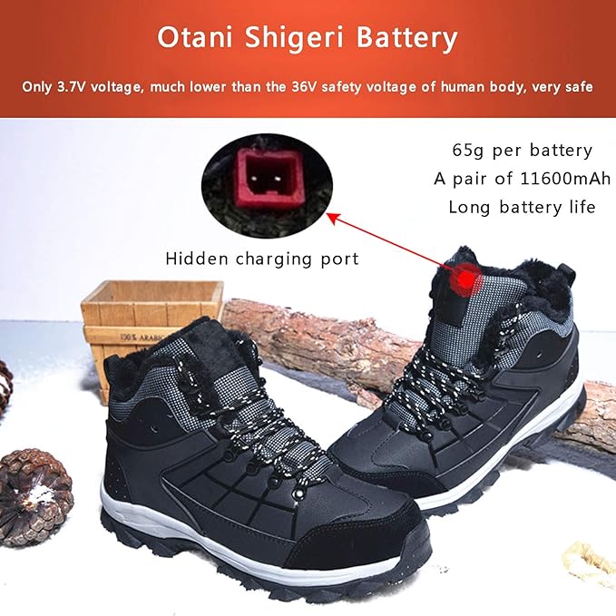 Electric Warm Shoes Winter Heating Charging Foot Cushion with 3 Temperature Settings Electric Foot Warmers Heating Shoes to Keep Feet Warm for Outdoor and Intdoor Safe UseBlack GreenMale 44