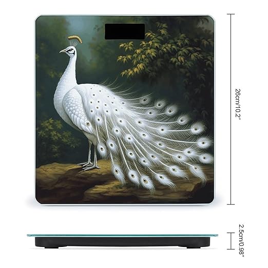 White Peacock Bathroom Scale Large LCD Backlight Display Digital Scale Rounded Corners Body Scales Automatic Power On/Off Bathroom Scales for Home Bedrooms