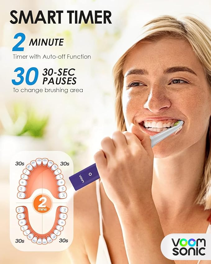 Voom Sonic Pro 7 Electric Toothbrush for Adults Sonicare Electric Toothbrush with 40000 VPM w/ 5 Deep Clean Modes Rechargeable Toothbrushes Fast Charge 4 Hours Last 8-Weeks