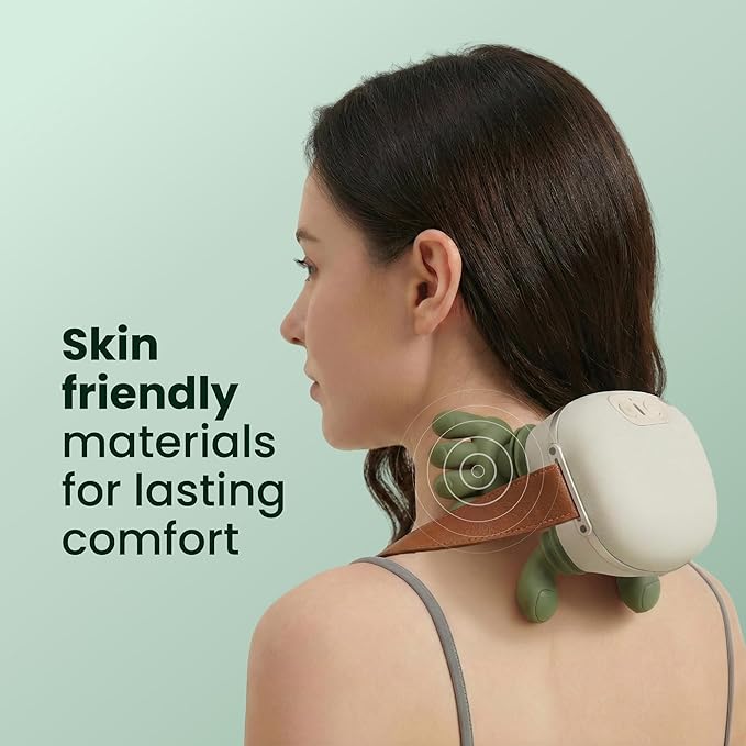 2025 New Neck &amp Shoulder Massager – Deep Tissue Portable Muscle Relaxer with Heat | Ergonomic Silicone Design for Pain Relief Tension Release &amp Travel-Friendly Recovery Device (Ivory &amp Sa