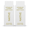 Native Body Wash with Naturally Derived Ingredients - Autumn Air &amp Amber - For Women &amp Men Sulfate Paraben &amp Dye Free Leaving Skin Soft and Hydrating | Fall Seasonal Scent Bundle 18 oz