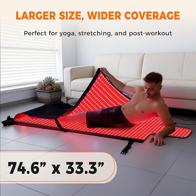 2570 LEDs Dual Full Body Red Light Therapy Mat Red Light Therapy Blanket 2570pcs 2in1 LEDs(660nm&amp 850nm) Premium Leather Adjustable Timer &amp Intensity