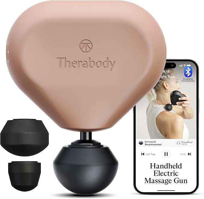 TheraGun Mini (3rd Generation) by Therabody – Ultra-Portable Massage Gun and Travel Essential for Fast Effective Pain and Tension Relief Anywhere (Desert Rose)
