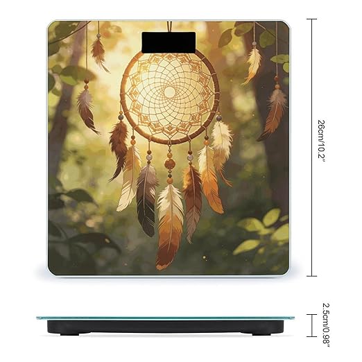 Dream Catcher Weight ScaleClear LED Display Bathroom Digital Weighing ScaleTempered Glass Digital Bathroom Scale for Body Weight Capacity Up to 400 Lbs
