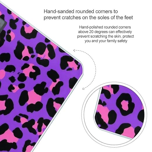 Energy Saving Scale Bathroom Weighing Scale Smart Scale for Body Weight Digital Neon Purple Pink Leopard Print 80s 90s Style