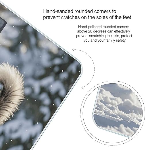 Husky in Snow Dog Digital Bathroom Scale for Body Weight Weighing Scale with Backlit LCD Display High Precision Measurements &amp Measures Weight Up to 180kg