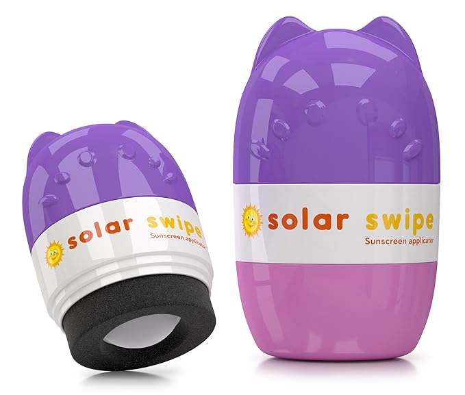 Sunscreen Applicator - Refillable Roll On for Kids &amp Adults Mess-Free Sunscreen Roller &amp Sponge Dispenser Portable Sun Protection Ideal for Travel &amp Outdoor Use (Purple Pink 2 pack)