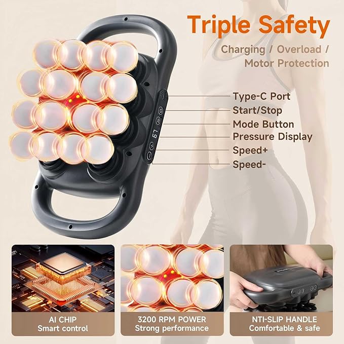 16-Head Massage Gun Set Deep Tissue Percussion Massager Electric Muscle Massager with 9 Adjustable Speeds Portable for Home Gym Office Travel (Black 16-Head)