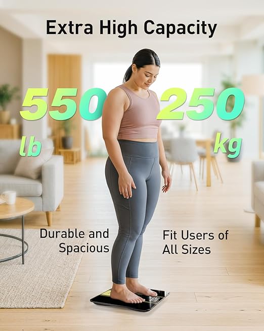 RunStar Scale for Body Weight 550lb 14-Inch Digital Bathroom Scale with Baby &amp Pet Mode Extra-Large Bright LED Display 8mm Tempered Glass for Accurate and Durable