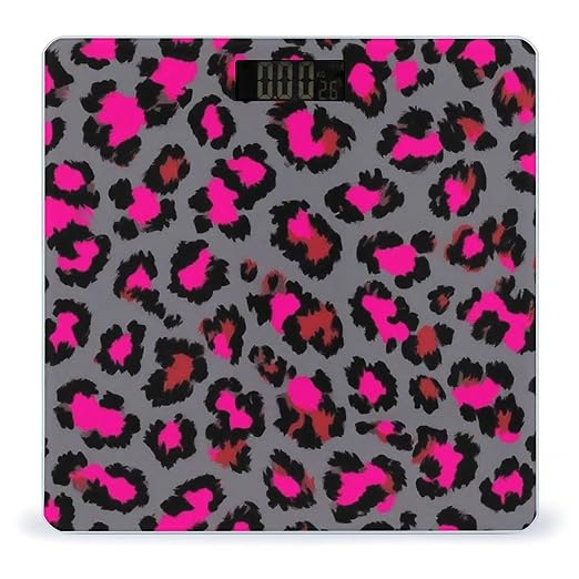 Smart Scale for Body Weight Automatic Switch Digital Bathroom Weighing Scale Luxury Pink Dark Gray Leopard Cheetah Print