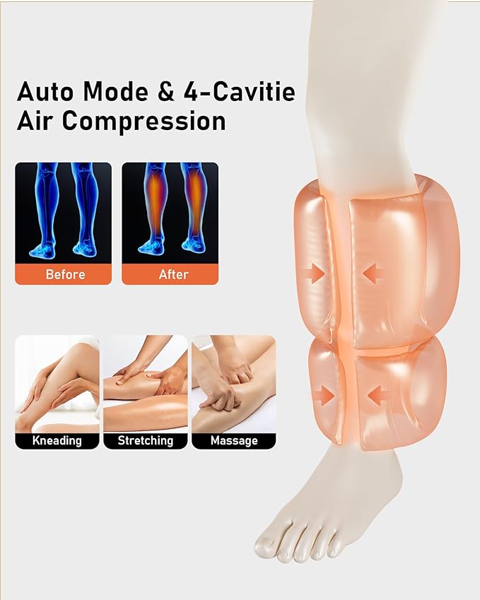 QUINEAR Cordless Calf Massager with Heat and Compression Leg Massager for Circulation and Pain Relief Portable Leg Massager with 3 Intensities &amp 3 Modes Fast Recovery for Swelling RLS