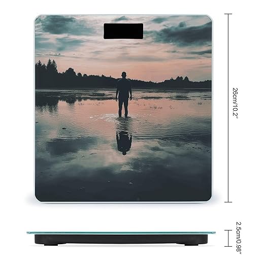 Standing in The Lake Digital Bathroom Scale for Body Weight Weighing Scale with Backlit LCD Display High Precision Measurements &amp Measures Weight Up to 180kg