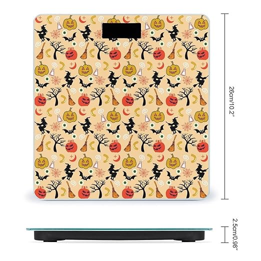 Witch Pumpkin Pictures Scale for Body Weight Highly Accurate Digital Bathroom Body Scale Digital Bathroom Scales for People Anti-Slip Large LCD Display Smart Scales