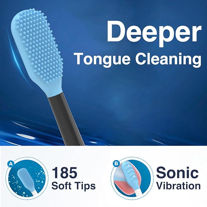 Tongue Scraper Heads for Philips Sonicare Click-On Handles – Gentle &amp Effective Tongue Cleaner Fresh Breath 3 Pack Replacement Brush Heads (Black Click-On Handles)