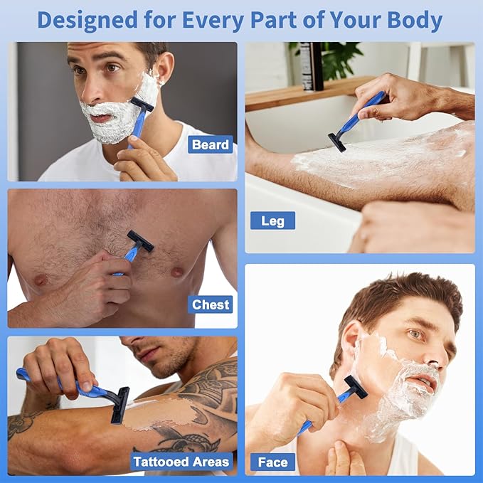 60 Pack Disposable Razors Bulk for Men with Travel Shaving Cream Homeless Supplies Bulk Twin Blade Travel Razors and Shaving Cream Kit Individually Wrapped Toiletries for Hotel Airbnb Church