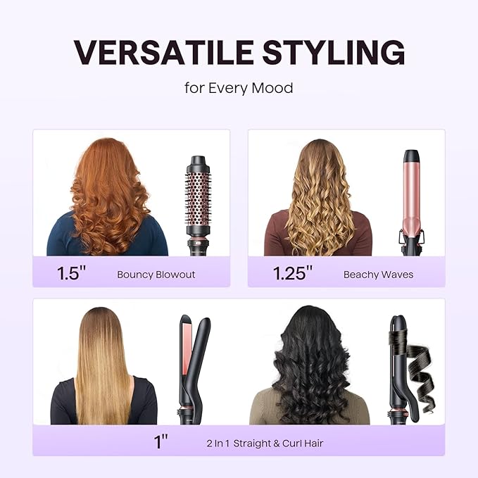Wavytalk 3 in 1 Curling Wand Set and Blown Away Ionic Hair Dryer for Curly Hair with Diffuser