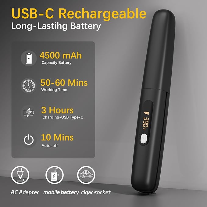Cordless Hair Straightener Curler 2 in 1 Ceramic Flat Iron Mini Portable Fast Heating 30s 4500mAh Battery 4 Temp Adjustments LCD Display USB Rechargeable for Women Men with Pouch (Black White)