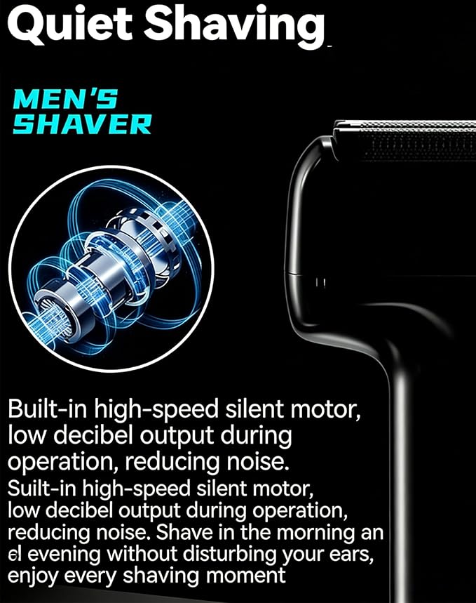 Men's Efficient Rechargeable Foil Electric Shaver Ultra-Thin Foil Shaver with 11° Forward Tilt Head Magnetic Design Portable Cordless Stubble Trimmer IPX6 Waterproof (Basic)