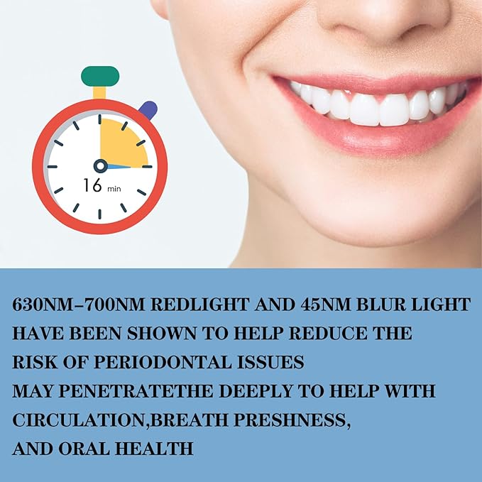 Red Light Therapy for Gums Toothache Relief Periodontal Light Bleeding Gums Gum Health Red Light with adapters for USB/C iPhone and Android from (White)