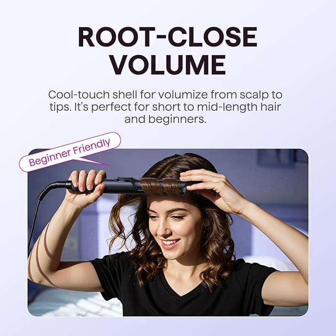 Wavytalk Airflow Styler Curling Iron Cool Curl 360° Cool Air Lock in Style for Lasting Curls Reduces Damage 2 in 1 Hair Straightener and Curler 1.25 Inch Anti-Scald for Short Long Hair