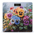 Pansy Flowers Bathroom Scale Large LCD Backlight Display Digital Scale Rounded Corners Body Scales Automatic Power On/Off Bathroom Scales for Home Bedrooms
