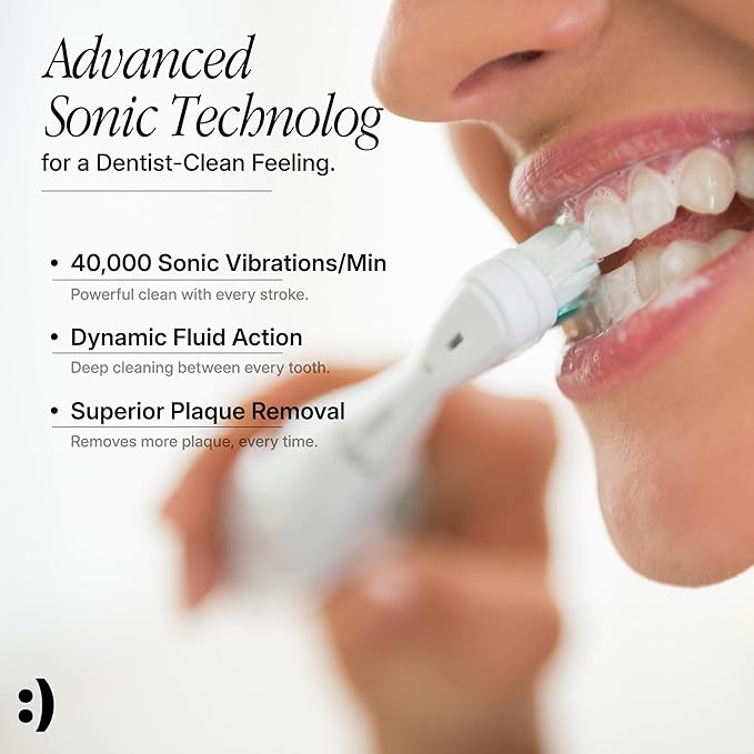 Sonic Toothbrush – Rechargeable Electric Toothbrush for Sensitive Teeth &amp Gums 40000 Sonic Vibrations 5 Brushing Modes USB Rechargeable 3-Week Battery Travel-Friendly - White