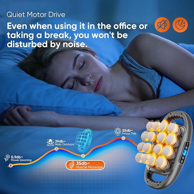 16 Head Massage Gun Deep Tissue Quiet Back Massager for Pain Relief Deep Tissue with 9 Modes and 9 Intensities for Back Shoulders Arm Legs Foot Body