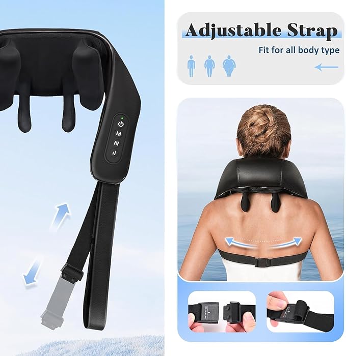 Valentine's Day Gift for Women Men Neck and Shoulder Massager with Heat Cordless Back and Neck Massager 4D Shiatsu Deep Kneading Massagers for Shoulder Back Leg Neck Pain Relief Home Office Use