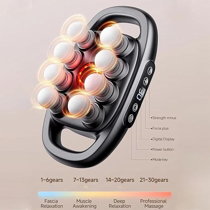 16-Head Massage Gun Deep Tissue Back Massager Gun for Pain Relief Deep Tissue with 9 Modes 30 Intensities Quiet Muscle Massage Gun for BackShoulders Legs Foot Body Muscle
