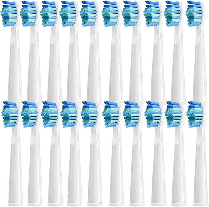 20Pcs Toothbrush Replacement Heads Compatible for SEAGO SG910/507/958/515/949/575/551(White-20pcs)