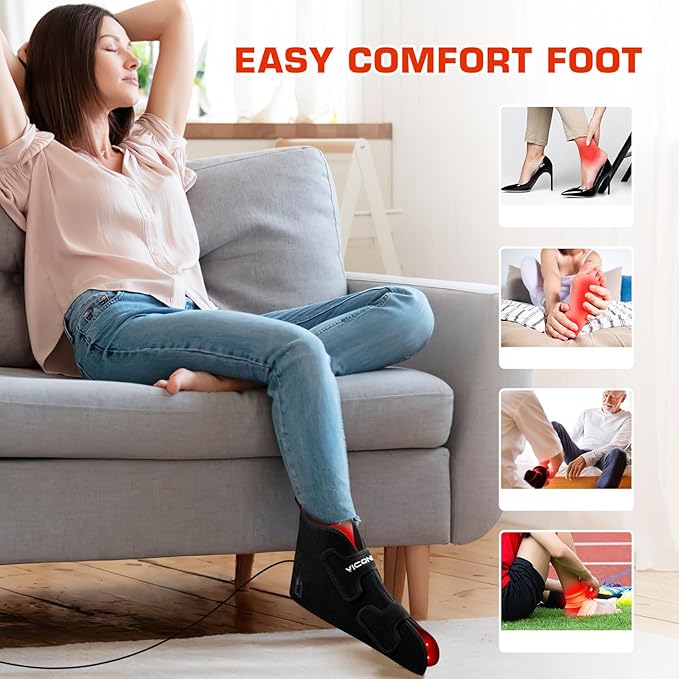 Viconor Red Light Therapy for Feet 2 Packs —Infrared Light Therapy Shoes Wraps Toes &amp Ankle Led Near Infrared Light Boots Controller Adjustable Power &amp Time