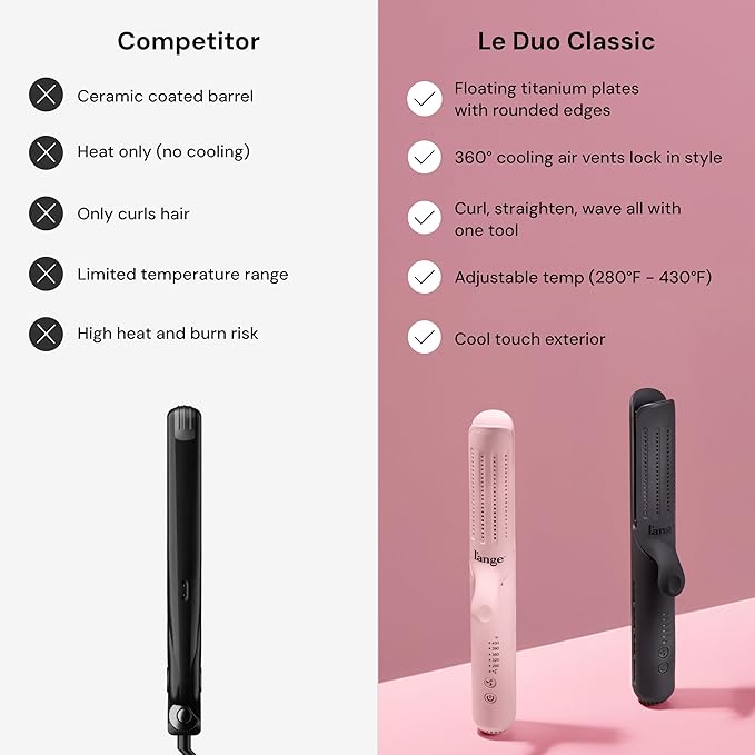L'ANGE HAIR Le Duo Grande 360° Airflow 2 in 1 Straightener and Curler | 1 Inch Curling Wand &amp Titanium Flat Iron with 5.3 Plates | Hair Straightener &amp Curler for Long Hair (Black)