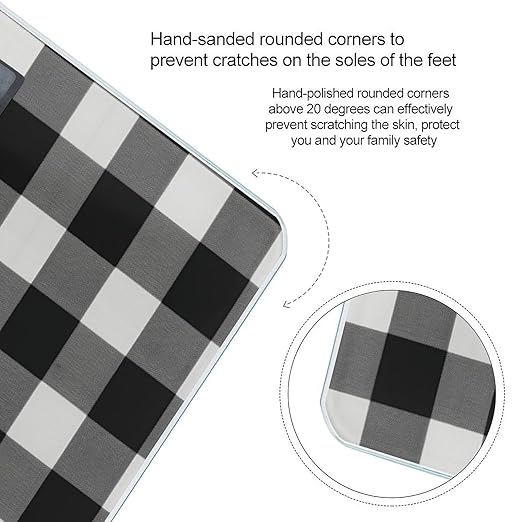 Black and White Plaid Bathroom Scale for Body Weight LCD Display Digital Bathroom Scale Tempered Glass Bathroom Weight Scales Fashion Smart Scales for Home Bedroom 400 Lb